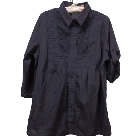 -217 Unica Hija ¾ Sleeve Lace decoration    Button Down Tunic for Women size XL - Picture 1 of 8